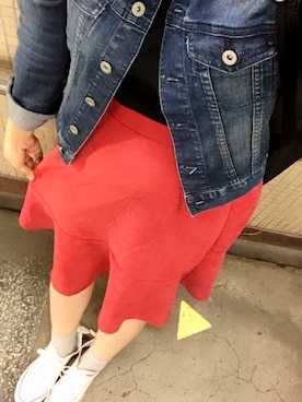 「UNIQLO（ユニクロ）のスーピマコットンリブクルーネックT（半袖）（Tシャツ/カットソー）」を使った、saさん（レディース・163cm）の秋コーディネート