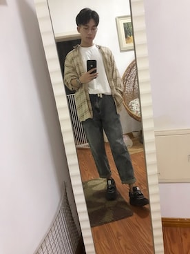 「日系极简」｜「アイテム（その他シューズ）」を使った、我是你的小钱包呀！さん（メンズ・177cm）の秋コーディネート