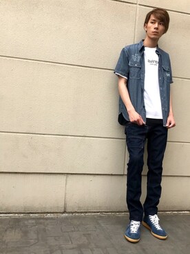 「TYPE BLUE（タイプブルー）のアイテム（パンツ）」を使った、akashiさん（メンズ・179cm）の春コーディネート
