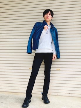 「Doublefocus（ダブルフォーカス）のアイテム（ジャケット/アウター）」を使った、えぺおさん（メンズ・170cm）の秋コーディネート