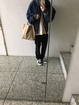 「VERSACE（ヴェルサーチ）のアイテム（ジャケット/アウター）」を使った、みぞたさん（レディース・160cm）の春コーディネート