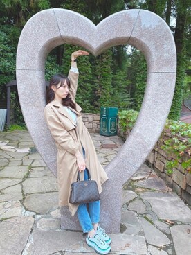 「koe（コエ）のアイテム（トレンチコート）」を使った、おちさん（レディース・161cm）の冬コーディネート