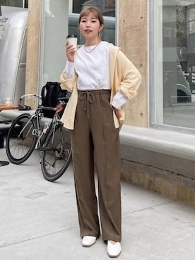 「イエローシャツ」｜「アイテム（パンツ）」を使った、risa158さん（レディース・158cm）の春コーディネート