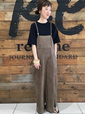 「relume」｜「アイテム（サロペット/オーバーオール）」を使った、relume  名古屋店　スタッフさん（レディース・162cm）の夏コーディネート