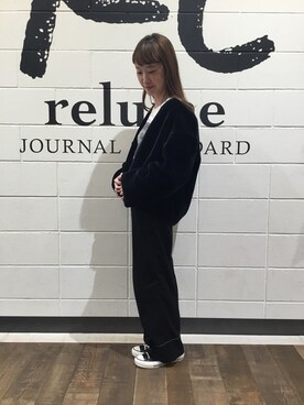 「JOURNAL STANDARD relume（ジャーナルスタンダード　レリューム）のアイテム（ムートンコート）」を使った、relume  名古屋店　スタッフさん（レディース・158cm）の秋コーディネート