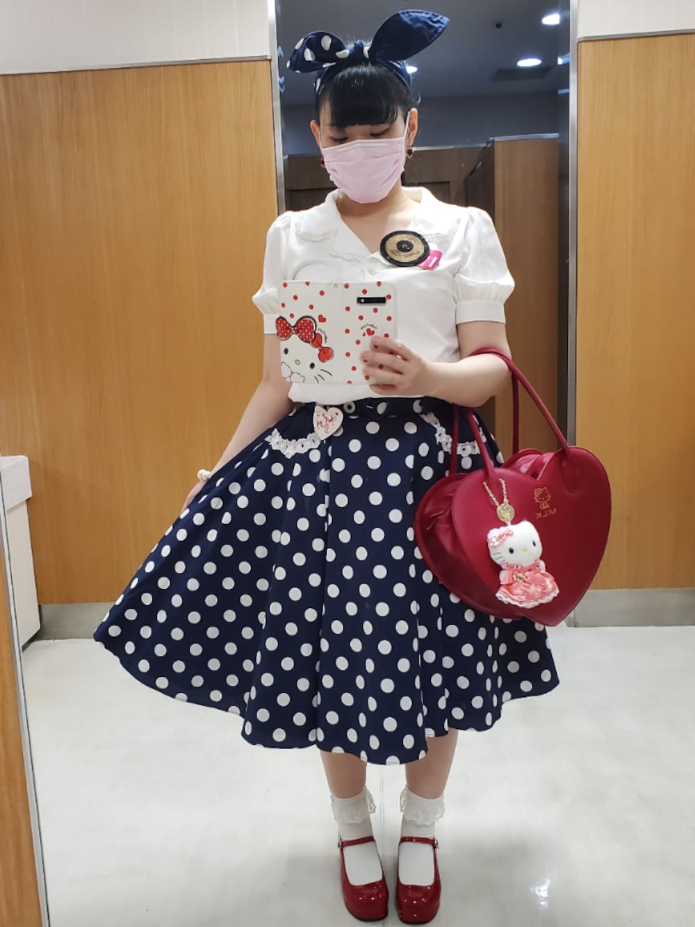 「Angelic Pretty、ロリータ、レトロコーデ、50s、ピューロランド、milk、キティちゃん」｜「Angelic Prettyのアイテム（ヘアバンド、ブルー系）」を使った、ありすさん（レディース・160cm）の夏コーディネートの1枚目の写真