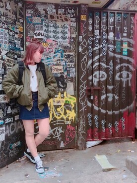 「スプリングSENSEOFPLACE」｜「アイテム（ブルゾン）」を使った、s a y u .さん（レディース・157cm）の春コーディネート