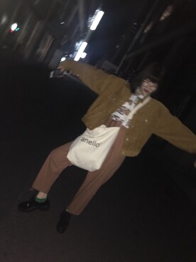「アイテム（チノパンツ、オレンジ系）」を使った、歩花さん（レディース・160cm）の秋コーディネート