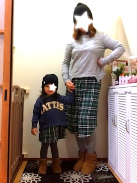 「アイテム（シャツワンピース）」を使った、｡:°♡*Habaruhi*♡°:。さん（キッズ・90cm）の冬コーディネート