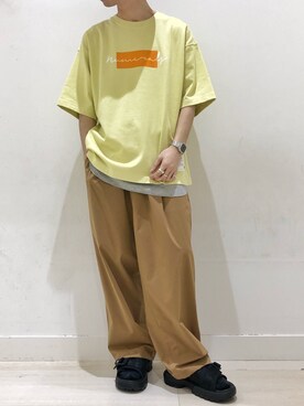 「NUMERALS（ヌメラルズ）のアイテム（Tシャツ/カットソー）」を使った、sooushiさん（メンズ・165cm）の春コーディネート
