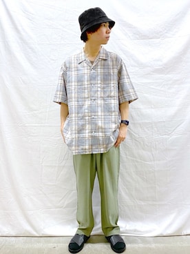 「GLOBAL WORK（グローバルワーク）のアイテム（帽子）」を使った、sooushiさん（メンズ・165cm）の夏コーディネート