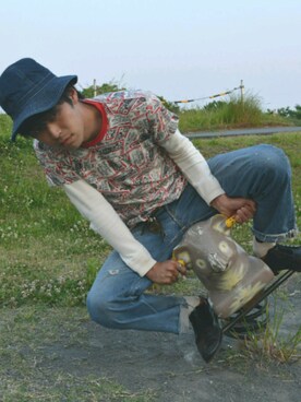 「80s budweiserの80s budweiser T-shirt（Tシャツ/カットソー、その他）」を使った、kintaさん（メンズ・180cm）の春コーディネート