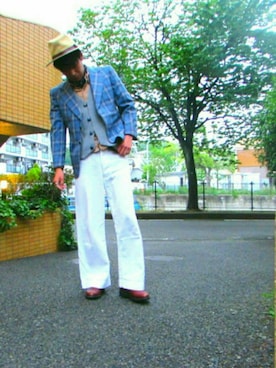 「THE SKILLED WORKERのTHE SKILLED WORKER order hat（ハット、ベージュ系）」を使った、kintaさん（メンズ・180cm）の春コーディネート