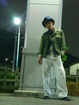 「アイテム（サロペット/オーバーオール）」を使った、kintaさん（メンズ・180cm）の夏コーディネート