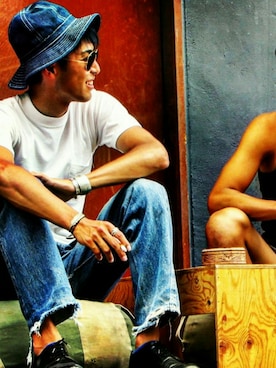 「90s GOODWEARの90s GOODWEAR pocket T-shirt（Tシャツ/カットソー、ホワイト系）」を使った、kintaさん（メンズ・180cm）の夏コーディネート