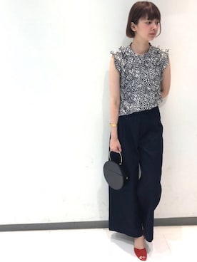 「ラウンドバッグ」｜「アイテム（アクセサリー）」を使った、GALLARDAGALANTEさん（レディース・161cm）の夏コーディネート