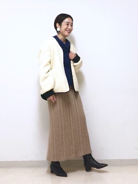 「ニットセットアップ」｜「アイテム（ブルゾン）」を使った、GALLARDAGALANTEさん（レディース・161cm）の秋コーディネート