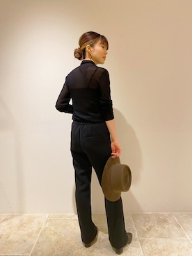 「ジャージーパンツ」｜「アイテム（スラックス）」を使った、GALLARDAGALANTEさん（レディース・157cm）の秋コーディネート