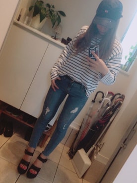 「AS KNOW AS plus（アズノゥアズプラス）のアイテム（キャップ）」を使った、ririさん（レディース・157cm）の秋コーディネート