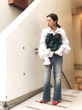 「OUTRO SOL（アウトロ ソル）のアイテム」を使った、YUKINObySEEPS仙台フォーラスさん（レディース・157cm）の春コーディネート