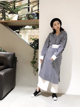 「アイテム（シャツワンピース）」を使った、YUKINObySEEPS仙台フォーラスさん（レディース・157cm・20代）の春コーディネート