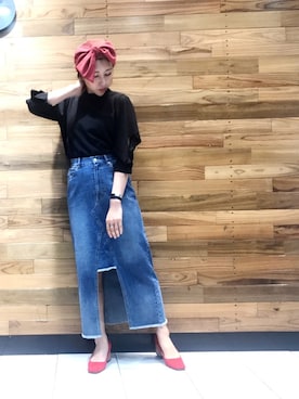 「アイテム（デニムスカート）」を使った、YUKINObySEEPS仙台フォーラスさん（レディース・157cm・20代）の夏コーディネート