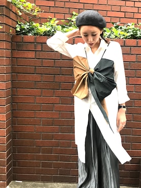 「アイテム（シャツワンピース）」を使った、YUKINObySEEPS仙台フォーラスさん（レディース・157cm・20代）の秋コーディネート