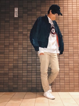 「ラルフローレン」｜「アイテム（MA-1）」を使った、べーさんさん（メンズ・173cm）の秋コーディネート