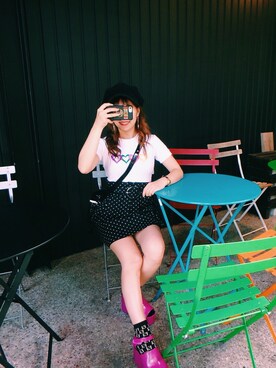 「UNIF」｜「アイテム（サンダル）」を使った、Kahoさん（レディース・150cm）の夏コーディネート