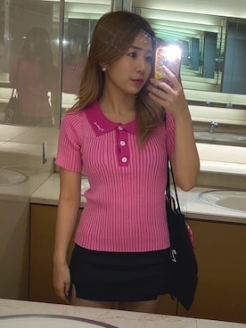 「MARC JACOBS（マークジェイコブス）のアイテム（ブローチ/コサージュ）」を使った、Kahoさん（レディース・150cm）の夏コーディネート