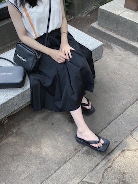 「DRKSHDW by RICK OWENS（ダークシャドウ バイ リックオウエンス）のアイテム（トップス）」を使った、Lさん（レディース・153cm）の夏コーディネート