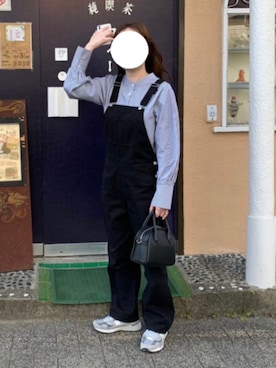 「ノーカラーシャツ」｜「アイテム（オールインワン・サロペット）」を使った、　Ⓜ️さん（レディース・161cm）の春コーディネート