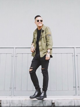 「ALDO（アルド）のアイテム（ブーツ）」を使った、Kevin Chong さん（メンズ・168cm）の春コーディネート