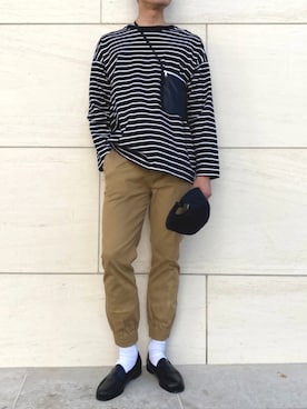 「HALHAM（ハルハム）のアイテム（パンツ）」を使った、colorSSelectさん（メンズ・175cm）の春コーディネート