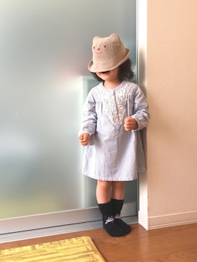 「アイテム（シャツワンピース）」を使った、aomeriさん（キッズ・80cm）の春コーディネート