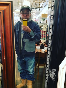 「アイテム（ブーツ、ブルー系）」を使った、Seiichiroさん（メンズ・180cm）の春コーディネート