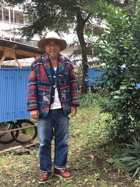 「ハットコーデ」｜「アイテム（ブルゾン）」を使った、Seiichiroさん（メンズ・180cm）の秋コーディネート