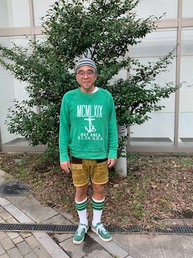 「USEDo（ユーズド）のアイテム（パンツ）」を使った、Seiichiroさん（メンズ・180cm）の秋コーディネート