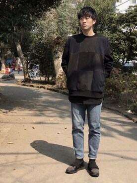 「LAD MUSICIAN（ラッドミュージシャン）のアイテム（スウェット）」を使った、uchimanchuさん（メンズ・187cm）の春コーディネート