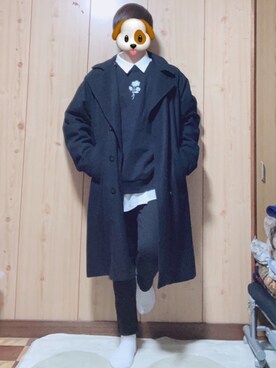 「ADRER（アドラー）のアイテム（チェスターコート）」を使った、しゅんき（相互）さん（メンズ・163cm）の冬コーディネート