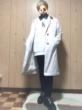 「adrer」｜「アイテム（ステンカラーコート）」を使った、しゅんき（相互）さん（メンズ・163cm）の冬コーディネート