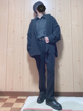 「HARE（ハレ）のアイテム（ライダースジャケット）」を使った、しゅんき（相互）さん（メンズ・163cm）の春コーディネート