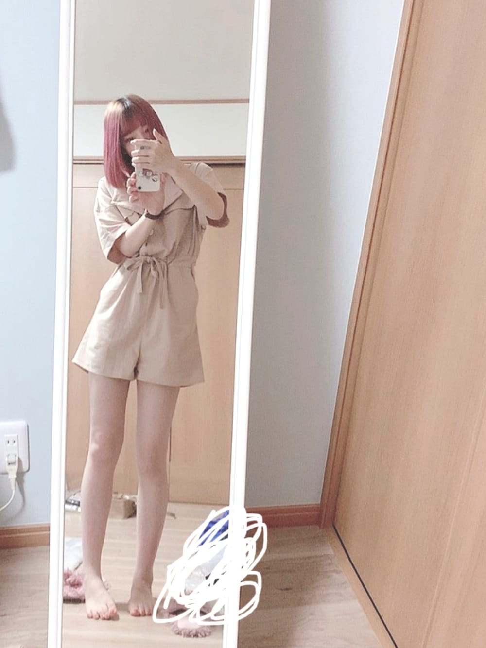 「夏コーデ、who's who chico、オールインワン、ショートパンツ、かわいい、デート」｜「Chicoのアイテム（つなぎ/オールインワン、ピンク系）」を使った、emiさん（レディース・160cm）の夏コーディネートの1枚目の写真