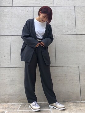 「158cm」｜「アイテム（ローファー）」を使った、moeさん（レディース・158cm）の冬コーディネート