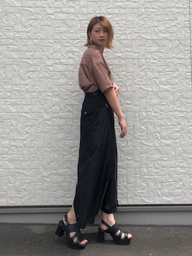 「Ameri（アメリ）のアイテム（オールインワン・サロペット）」を使った、moeさん（レディース・158cm）の夏コーディネート