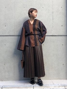 「Ameri（アメリ）のアイテム（トップス）」を使った、moeさん（レディース・158cm）の秋コーディネート