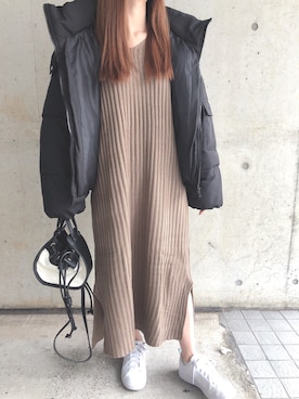 「fifth（フィフス）の中綿ショートダウンコート（ダウンジャケット/コート）」を使った、fifthスタッフさん（レディース・150cm）の冬コーディネート