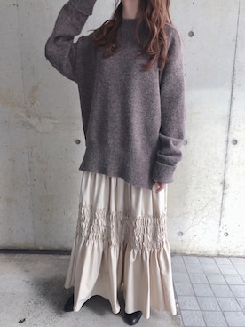 「fifth（フィフス）のアイテム（スカート）」を使った、fifthスタッフさん（レディース・150cm）の冬コーディネート