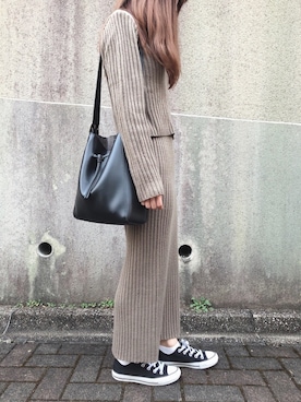 「ブラック」｜「アイテム（セットアップ）」を使った、fifthスタッフさん（レディース・150cm）の冬コーディネート