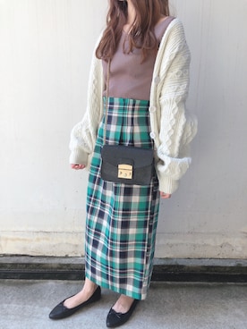 「fifth（フィフス）のフラップチェーンショルダーバッグ（ショルダーバッグ）」を使った、fifthスタッフさん（レディース・150cm）の春コーディネート